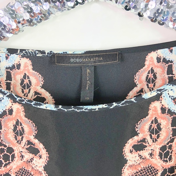 BCBG MAXAZRIA Black Flowy Kimono Sleeve Dress XS - Picture 4 of 8